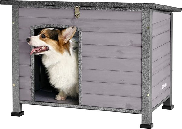 Show full view: Aivituvin Wooden Heavy Duty Dog House, Grey, Medium slide 1 of 8
