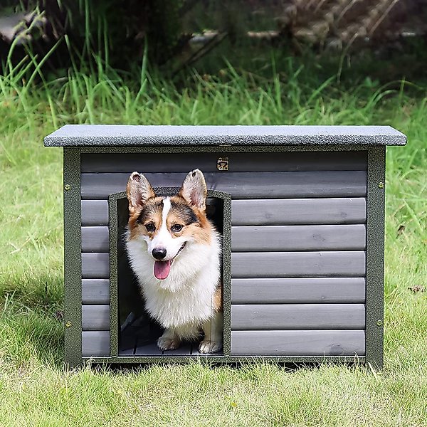 Show full view: Aivituvin Wooden Heavy Duty Dog House, Grey, Medium slide 2 of 8