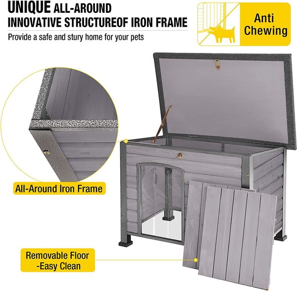 Show full view: Aivituvin Wooden Heavy Duty Dog House, Grey, Medium slide 3 of 8