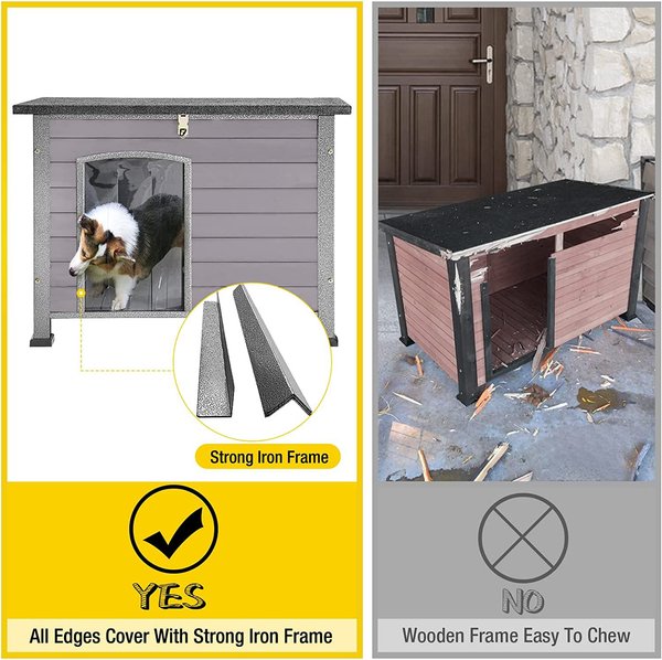 Show full view: Aivituvin Wooden Heavy Duty Dog House, Grey, Medium slide 4 of 8