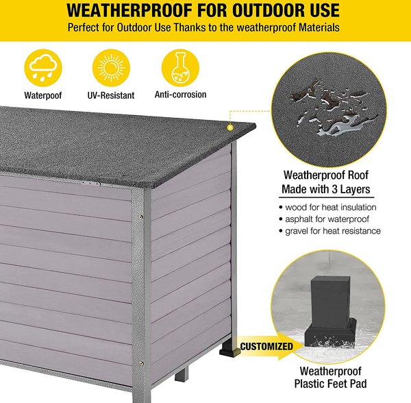 Show full view: Aivituvin Wooden Heavy Duty Dog House, Grey, Medium slide 5 of 8