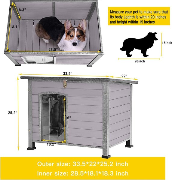 Show full view: Aivituvin Wooden Heavy Duty Dog House, Grey, Medium slide 6 of 8