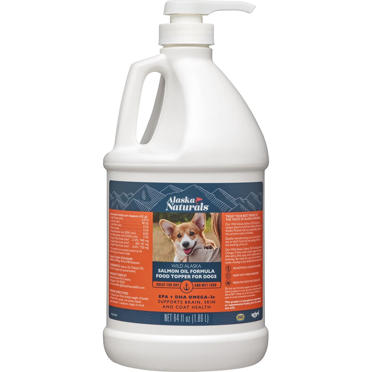 Alaska Naturals Wild Alaskan Salmon Oil Formula Dog Supplement, 64-fl oz bottle