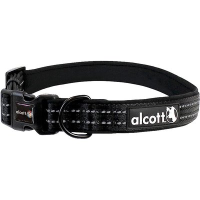 Alcott Alcott Adventure Polyester Reflective Dog Collar, Black, Medium: 14 to 20-in neck