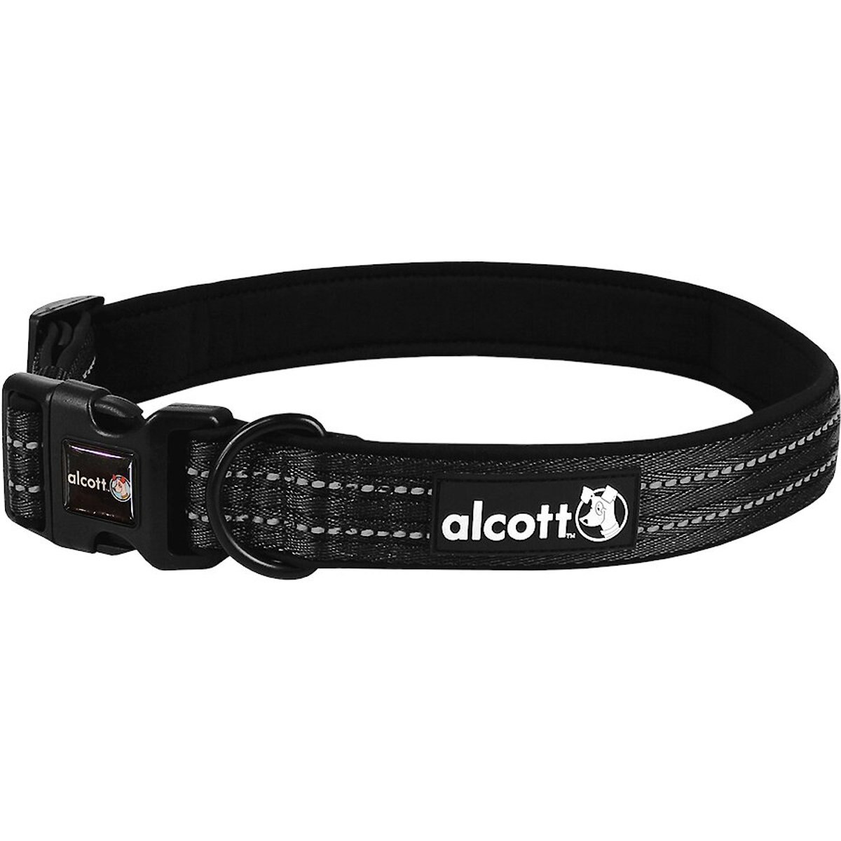 Alcott Adventure Polyester Reflective Dog Collar, Black, X-Large: 22 to 30-in neck