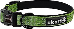 Alcott Adventure Polyester Reflective Dog Collar, Green, Large: 18 to 26-in neck