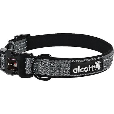 Alcott Alcott Adventure Polyester Reflective Dog Collar, Grey, Large: 18 to 26-in neck