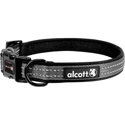 Alcott Alcott Adventure Polyester Reflective Dog Collar, Grey, Medium: 14 to 20-in neck