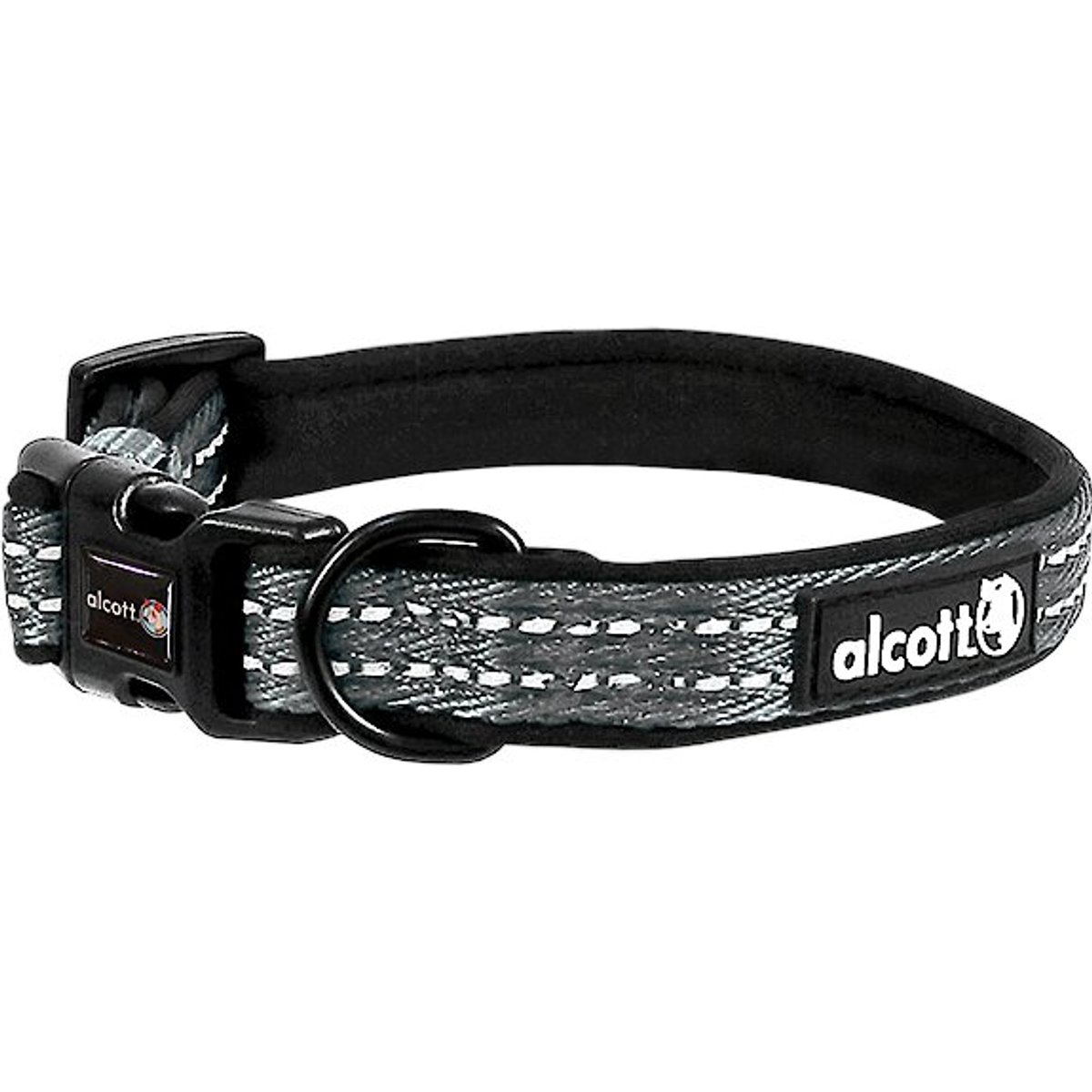 Alcott Adventure Polyester Reflective Dog Collar, Grey, Small: 10 to 14-in neck