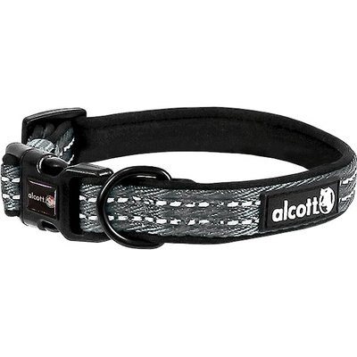 Alcott Alcott Adventure Polyester Reflective Dog Collar, Grey, Small: 10 to 14-in neck