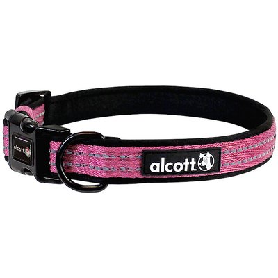 Alcott Alcott Adventure Polyester Reflective Dog Collar, Pink, Medium: 14 to 20-in neck