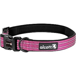 Alcott Adventure Polyester Reflective Dog Collar, Pink, X-Large: 22 to 30-in neck