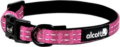 Alcott Adventure Polyester Reflective Dog Collar, Pink, X-Small: 7 to 11-in neck