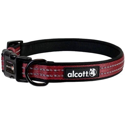 Alcott Alcott Adventure Polyester Reflective Dog Collar, Red, Medium: 14 to 20-in neck