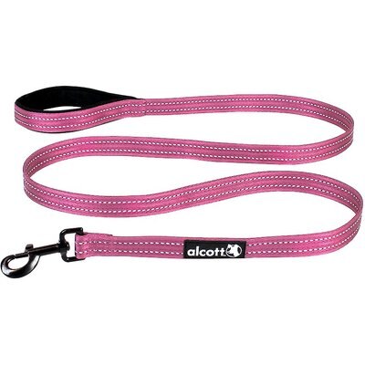 Alcott Alcott Adventure Polyester Reflective Dog Leash, Pink, Large: 6-ft long, 1-in wide