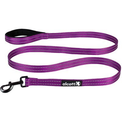 Alcott Alcott Adventure Polyester Reflective Dog Leash, Purple, Large: 6-ft long, 1-in wide