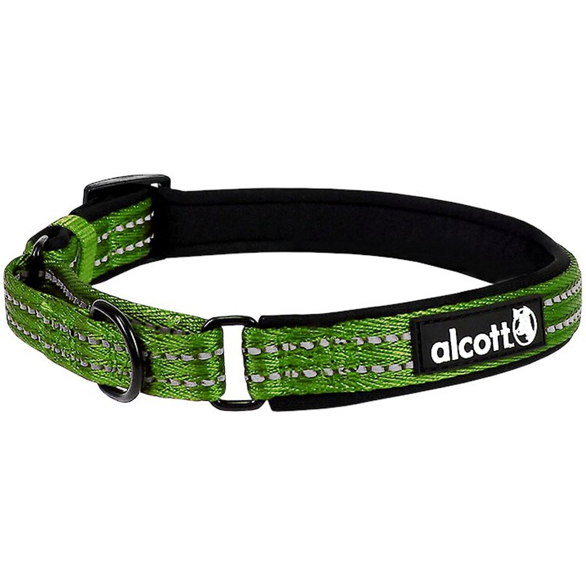 Alcott Polyester Reflective Martingale Dog Collar, Green, Medium: 14 to 20-in neck