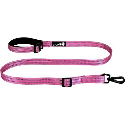 Alcott Alcott Weekender Polyester Reflective Dog Leash, Pink, 5-ft long, 1-in wide