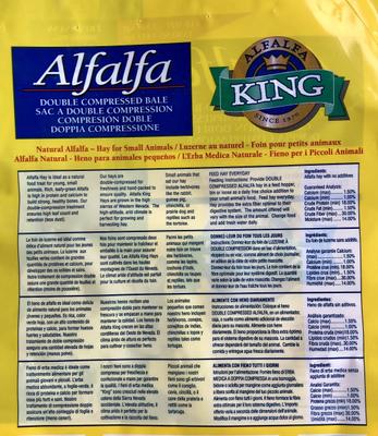 Show full view: Alfalfa King Double Compressed Alfalfa Hay Small Animal Food, 4-lb bag slide 6 of 9