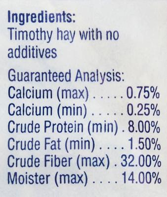 Show full view: Alfalfa King Double Compressed Timothy Hay Small Animal Food, 4-lb bag slide 5 of 9