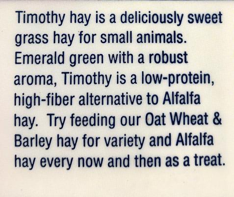 Show full view: Alfalfa King Double Compressed Timothy Hay Small Animal Food, 50-lb bag slide 6 of 9