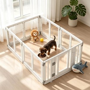 allforpaws Acrylic Dog Exercise Playpen, White, Large: 35 x 70 x 23-in