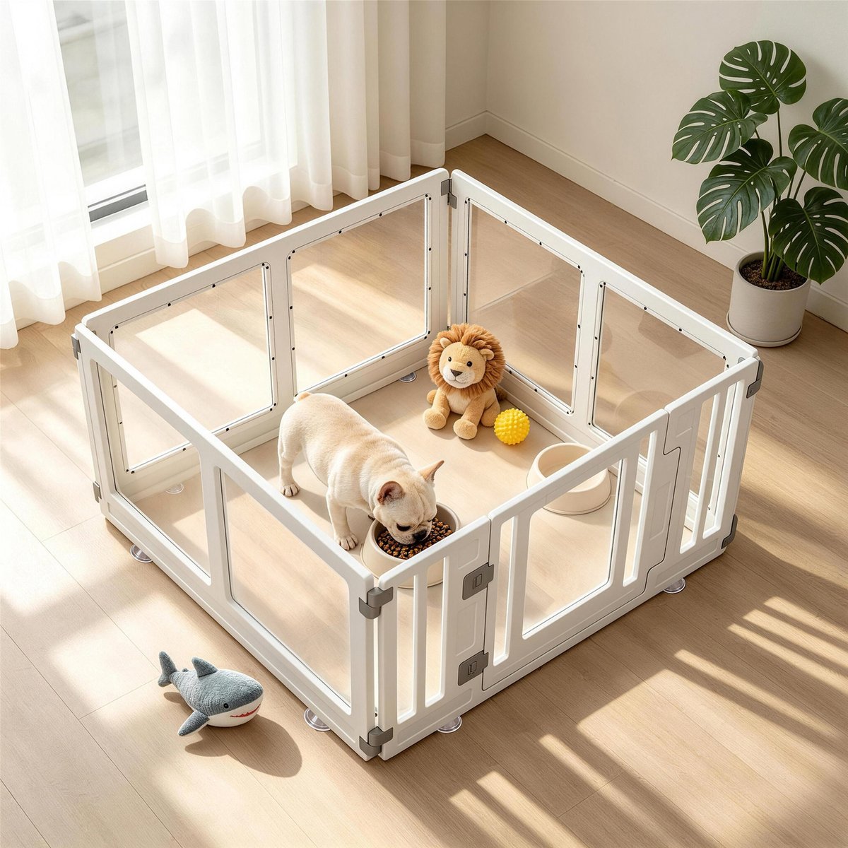 allforpaws Acrylic Dog Exercise Playpen, White, Medium: 35 x 35 x 23-in