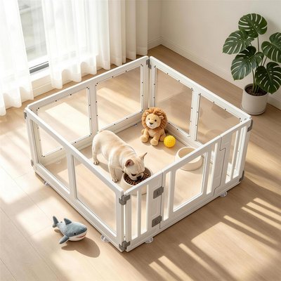 allforpaws allforpaws Acrylic Dog Exercise Playpen, White, Medium: 35 x 35 x 23-in