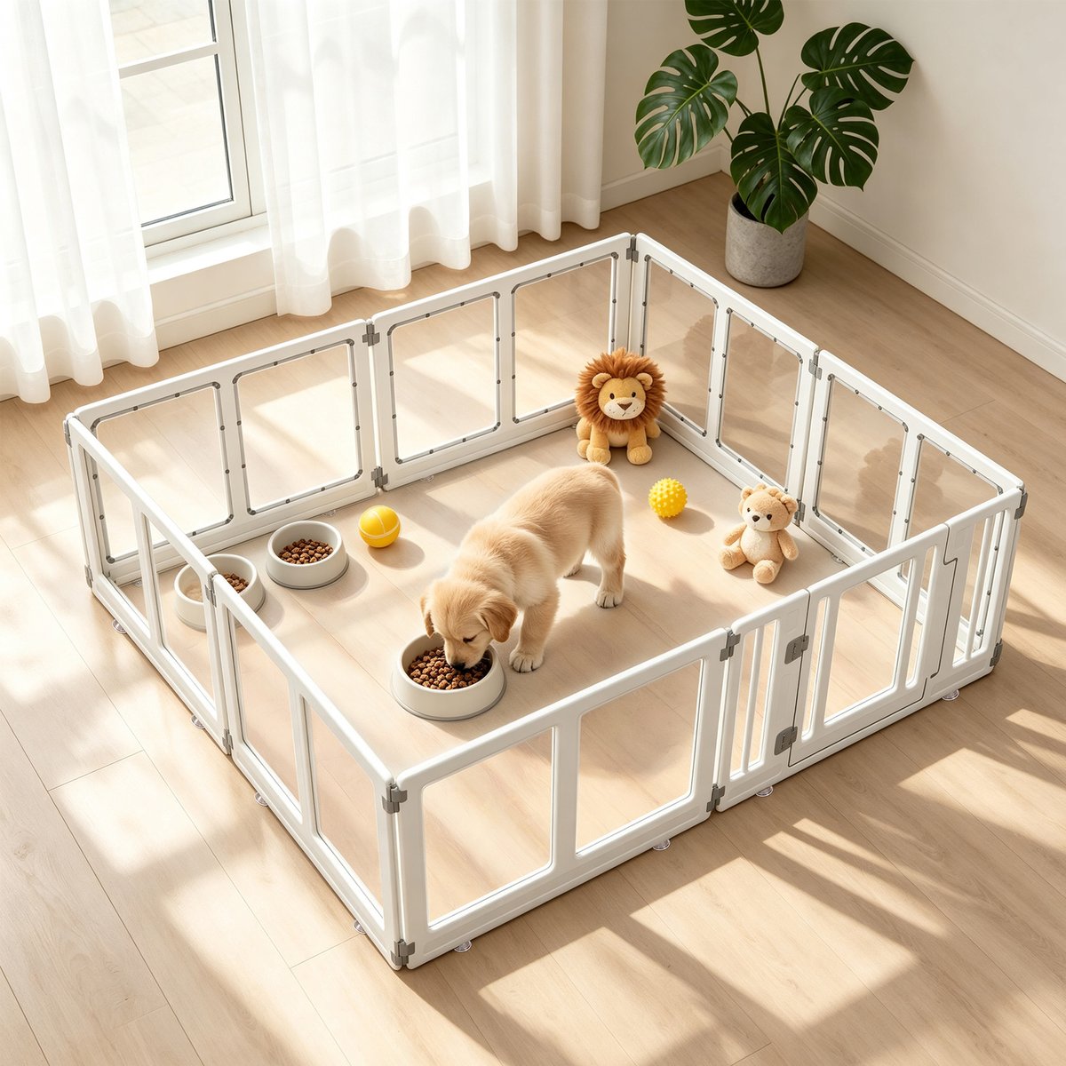 allforpaws Acrylic Dog Exercise Playpen, White, X-Large: 70 x 70 x 23-in