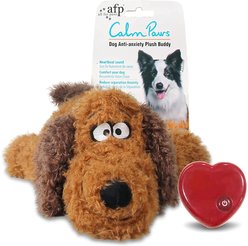 allforpaws Calming Pals Anti-Anxiety Plush Buddy Dog Toy, Brown