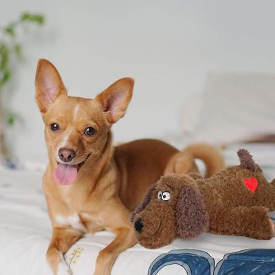 Show full view: allforpaws Calming Pals Anti-Anxiety Plush Buddy Dog Toy, Brown slide 3 of 10