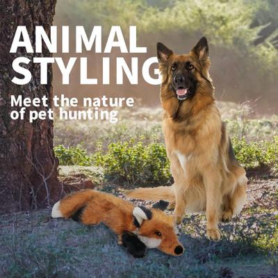 Show full view: allforpaws Classic Fox Plush Dog Toy, Brown, Large slide 4 of 7