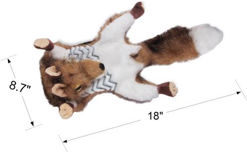 Show full view: allforpaws Classic Road Kill Fox Plush Dog Toy, Brown slide 7 of 8