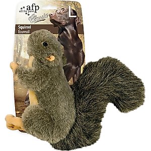 allforpaws Classic Squirrel Squeaky Plush Dog Toy, Dark Gray, Large