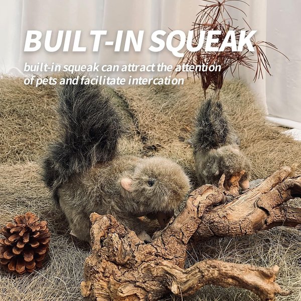 Show full view: allforpaws Classic Squirrel Squeaky Plush Dog Toy, Dark Gray, Large slide 3 of 9