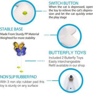 allforpaws Flutter Bug Interactive Cat Toy, White