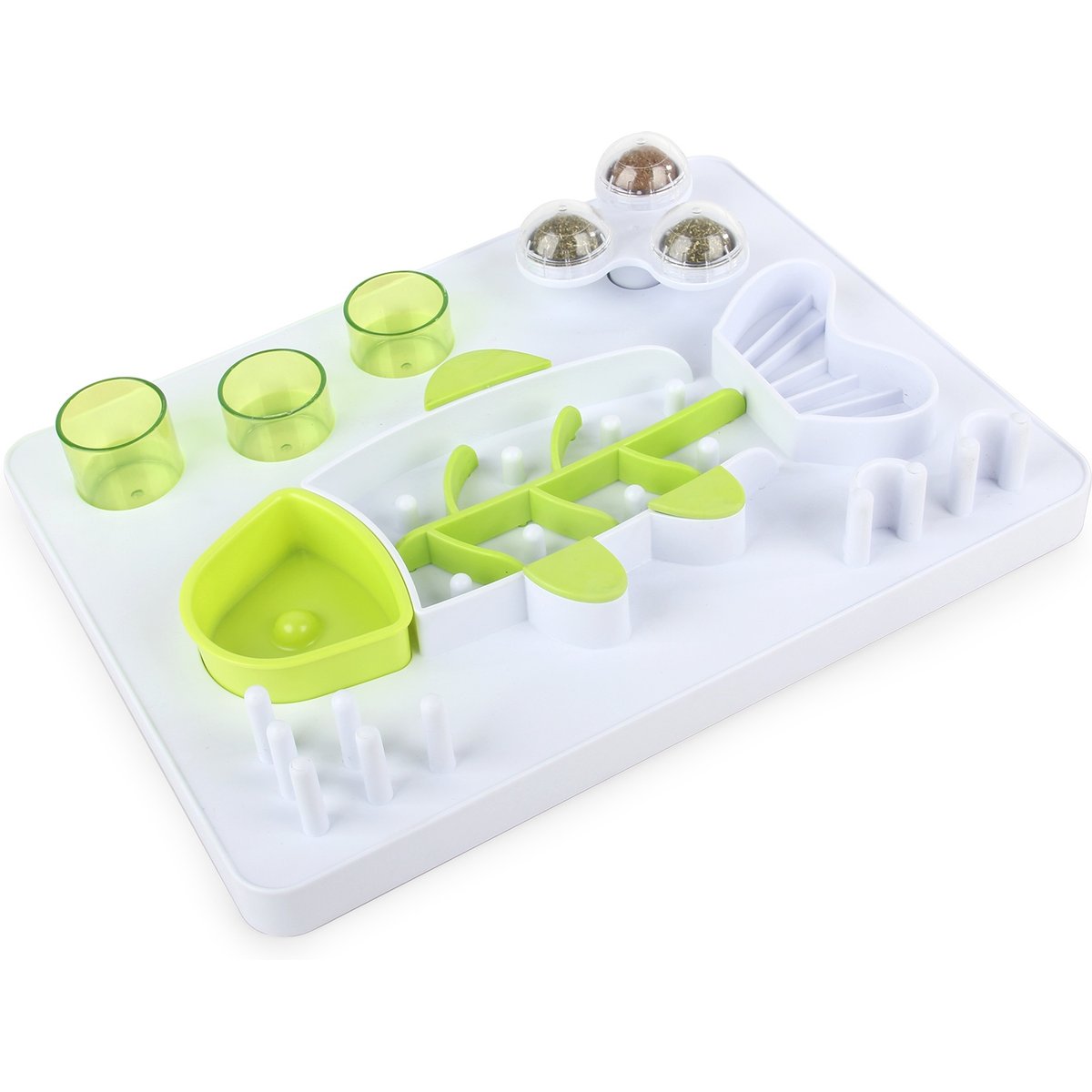 allforpaws Interactives Enjoy The Fish Treat Dispensing Cat Puzzle Toy, Green