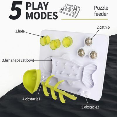 Show full view: allforpaws Interactives Enjoy The Fish Treat Dispensing Cat Puzzle Toy, Green slide 5 of 10