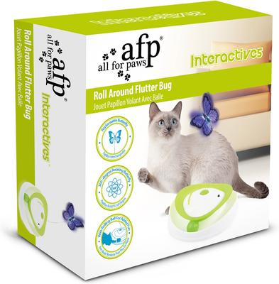 Show full view: allforpaws Interactives Roll Around Flutter Bug Cat Motion Toy, Green slide 8 of 9