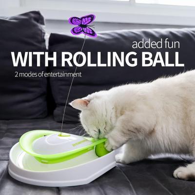 Show full view: allforpaws Interactives Roll Around Flutter Bug Cat Motion Toy, Green slide 2 of 9
