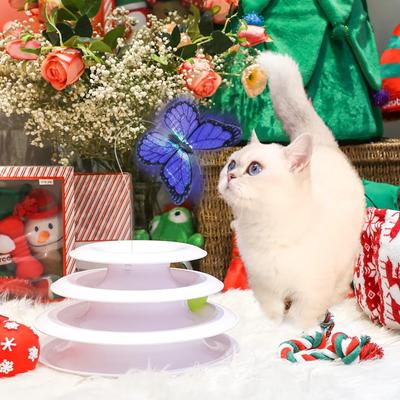 Show full view: allforpaws Interactives Tower of Tracks with Butterfly Cat Motion Toy, White slide 9 of 10