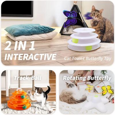 Show full view: allforpaws Interactives Tower of Tracks with Butterfly Cat Motion Toy, White slide 7 of 10