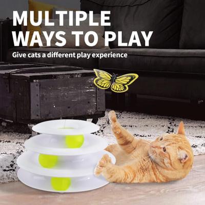 Show full view: allforpaws Interactives Tower of Tracks with Butterfly Cat Motion Toy, White slide 4 of 10