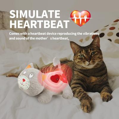 Show full view: allforpaws Kitty Heartbeat 'N' Warm Plush Cat Toy, Gray slide 2 of 9