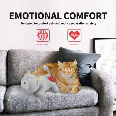 Show full view: allforpaws Kitty Heartbeat 'N' Warm Plush Cat Toy, Gray slide 4 of 9