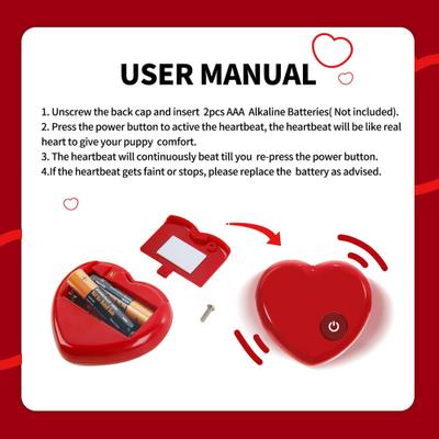 Show full view: allforpaws Little Buddy Heart Beat Simulator Dog Toy, Red slide 4 of 8