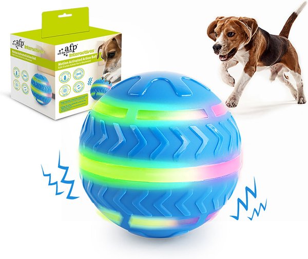 Show full view: allforpaws Motion Activated Ball Dog Toy, Blue, 3.3-in slide 1 of 10