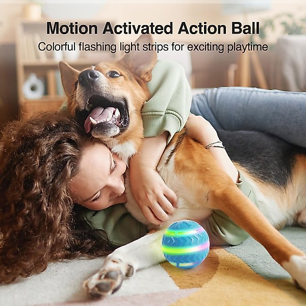 Show full view: allforpaws Motion Activated Ball Dog Toy, Blue, 3.3-in slide 8 of 10