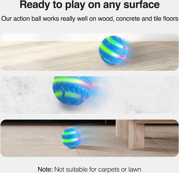 Show full view: allforpaws Motion Activated Ball Dog Toy, Blue, 3.3-in slide 3 of 10