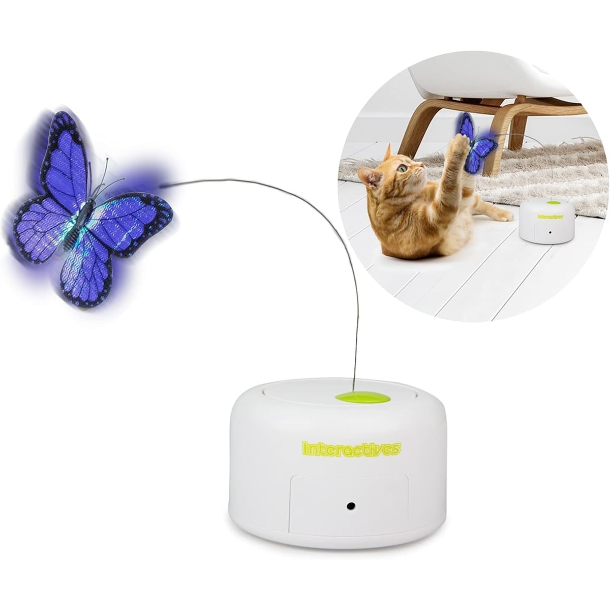 ALLFORPAWS Motion Activated Butterfly Interactive Cat Toy, White
